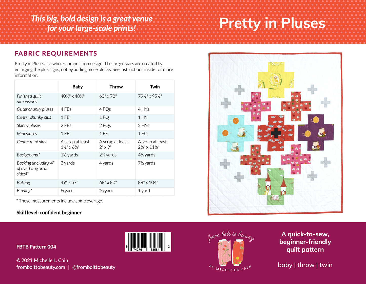 Pretty in Pluses Quilt Pattern - PRINTED