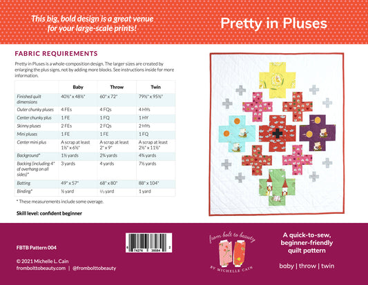 Pretty in Pluses Quilt Pattern - PRINTED