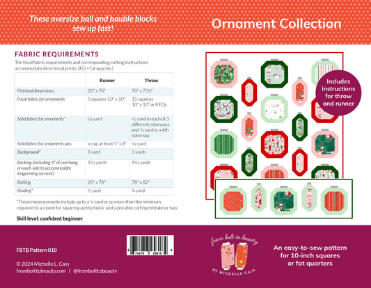 Ornament Collection Quilt Pattern - PRINTED