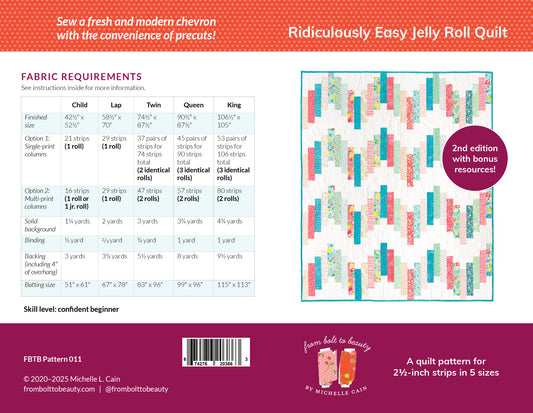Ridiculously Easy Jelly Roll Quilt Pattern, 2nd Edition - PRINTED