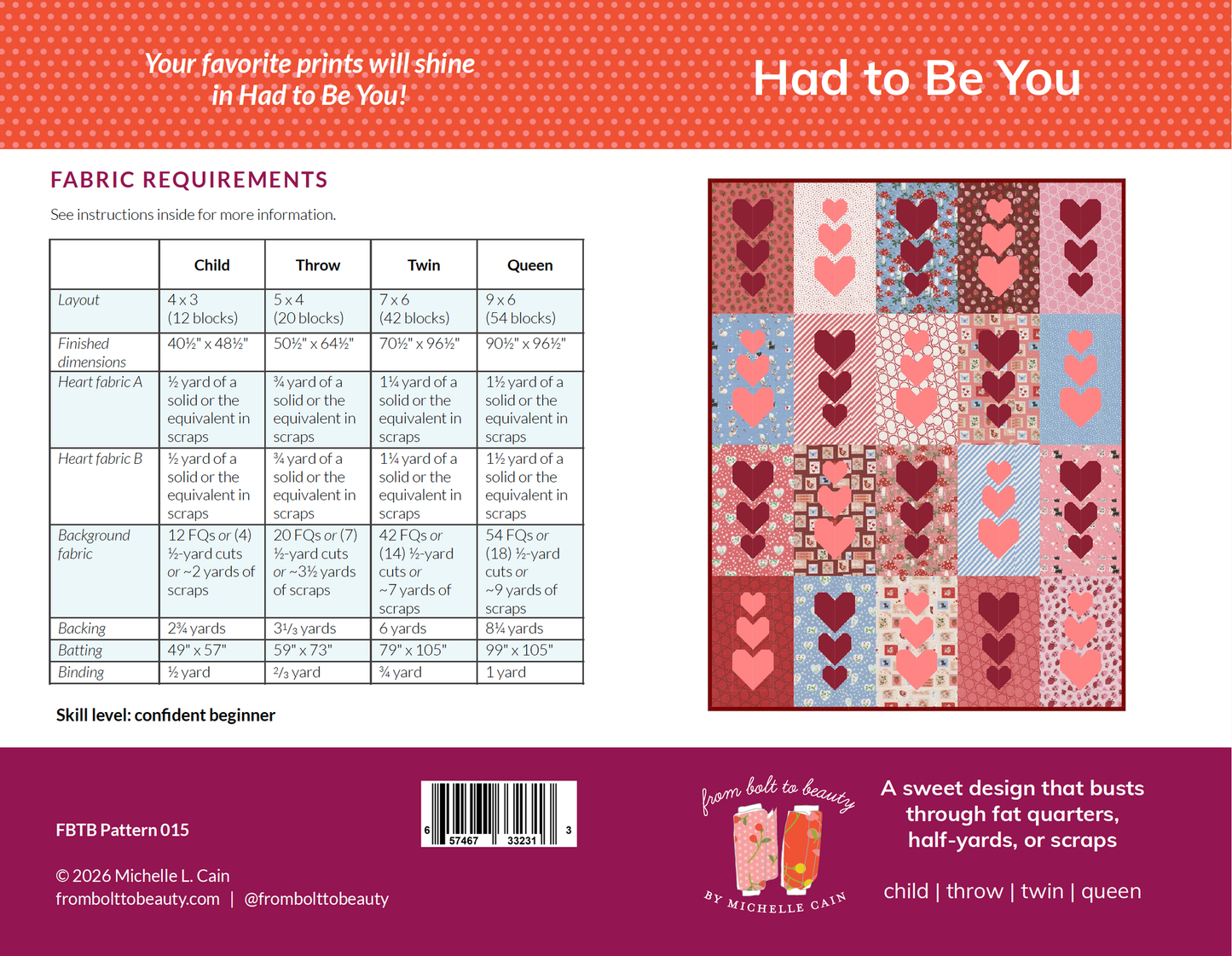 Had to Be You Quilt Pattern - PRINTED