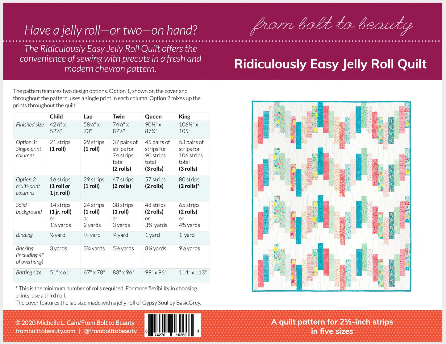 Ridiculously Easy Jelly Roll Quilt Pattern - PRINTED