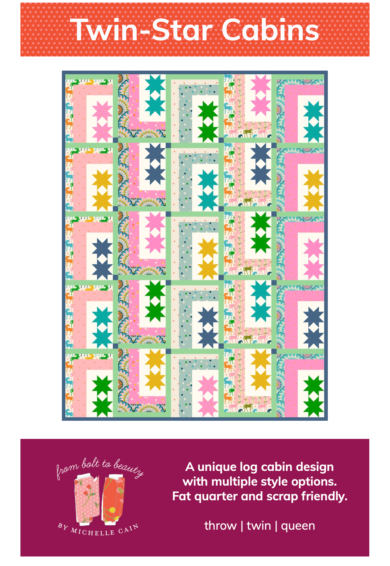Twin-Star Cabins Quilt Pattern - PDF