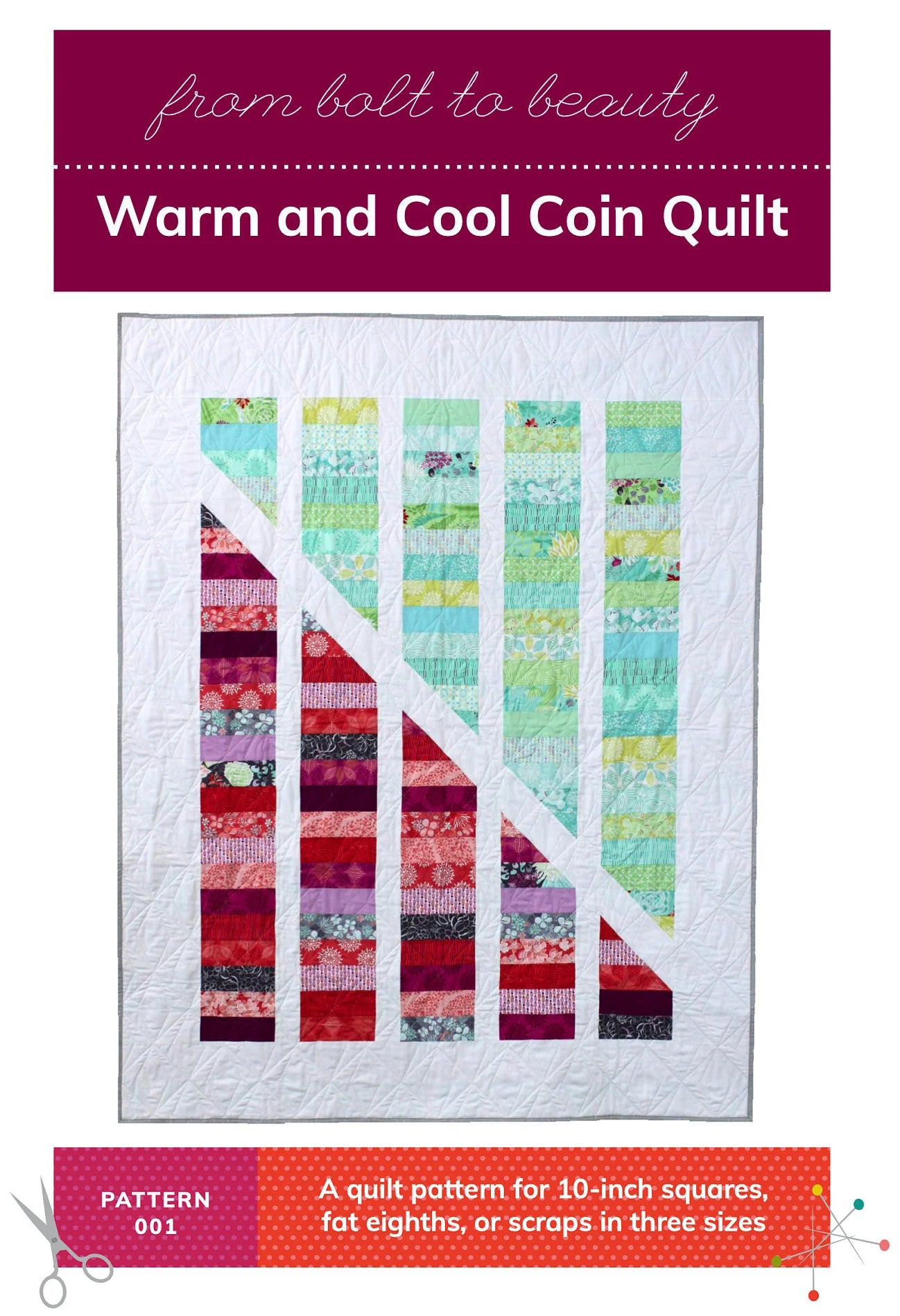 Warm and Cool Coin Quilt Pattern - PDF